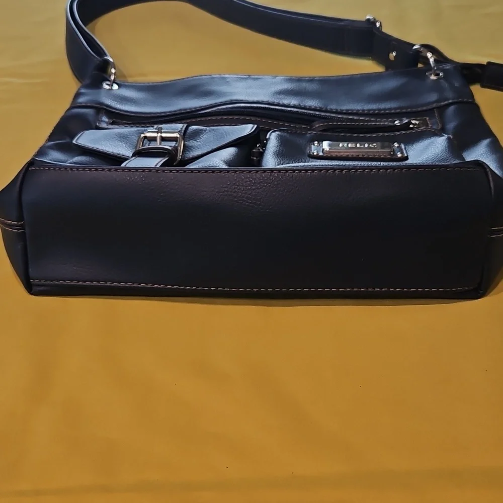 Navy Blue Relic by Fossil Crossbody Handbag, w/ Front Pocket & Decorative Buckle